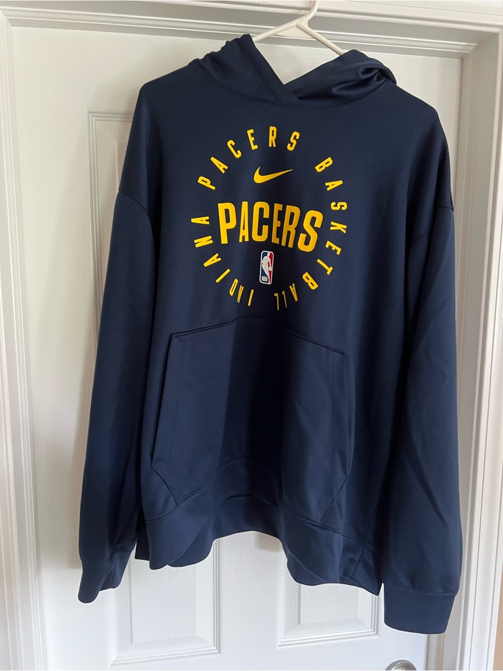 Nike Navy Pacers Crewneck Hoodie with Yellow Logo